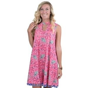 Nwot simply southern Wilmington Pink Sea Shell Tunic Dress with Tassels